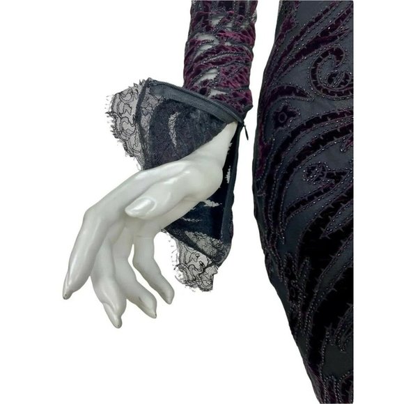 Iconic Emilio Pucci F/W 2011 Bordeaux Velvet-Embroidered Dress IT 44, US 8 - Picture 6 of 11